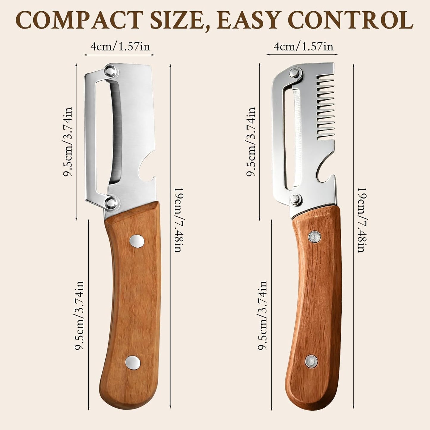 2026 Upgrade Vegetable Peeler and Julienne Peeler Set, Stainless Steel Vegetable Peelers for Kitchen with Wood Handles and Bottle Opener, 2-Pcs Multifunctional Vegetable Peeler Set