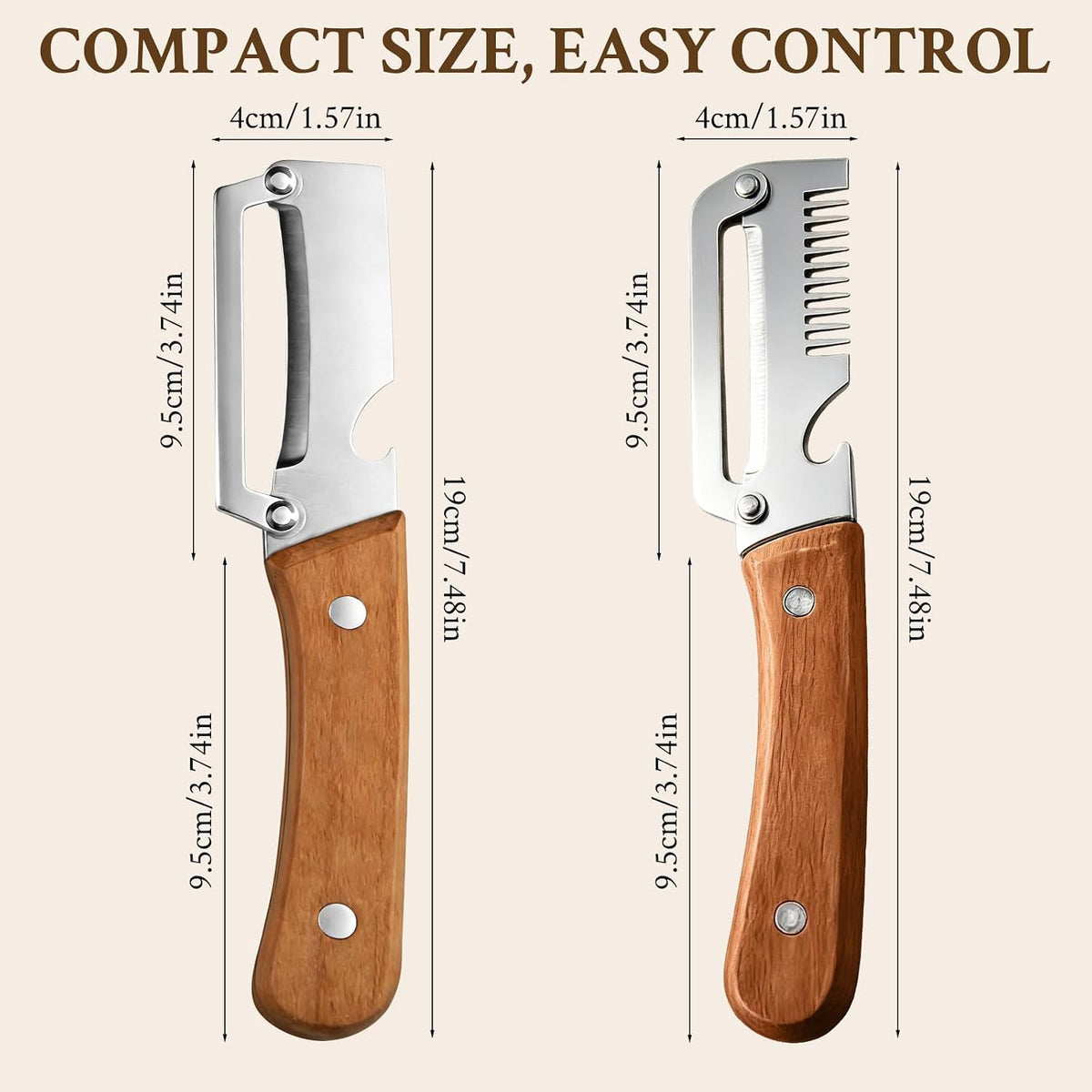 2026 Upgrade Vegetable Peeler and Julienne Peeler Set, Stainless Steel Vegetable Peelers for Kitchen with Wood Handles and Bottle Opener, 2-Pcs Multifunctional Vegetable Peeler Set