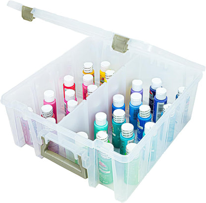 ArtBin 6990SO Super Satchel Double Deep Compartment Box - Art Storage with 8 Removable Compartments, Smart Closure for Craft Supplies (Gold - Pack of 1)