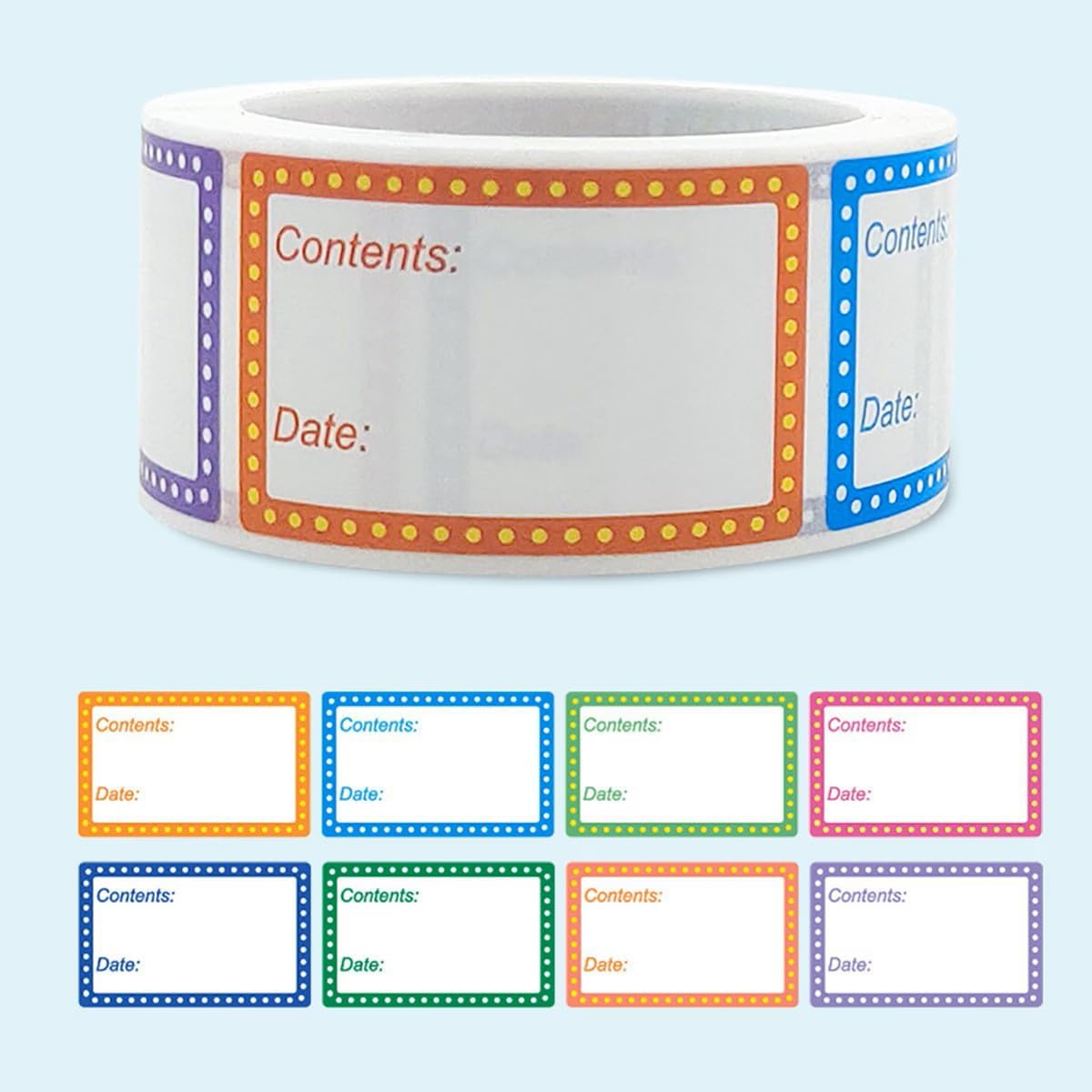 100-Pack Removable Freezer Labels, Waterproof Food Storage Stickers for Date & Contents Marking - Colors A