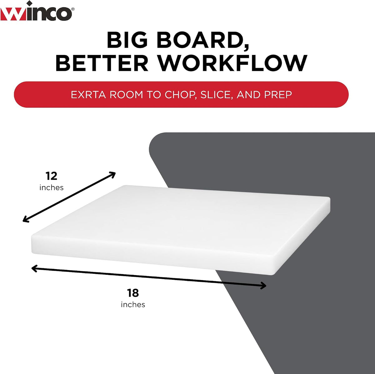 Winco CBWT-1830 Cutting Board, 18-Inch by 30-Inch by 1/2-Inch, White,Medium
