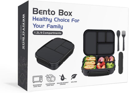 Amathley Lunch Box Kids,Bento Box Adult,Leakproof Lunch Containers for Adults/Kids/Toddler,1200ML-4 Compartments bento Lunch box with Utensil,Microwave & Dishwasher & Freezer Safe (Pink Berry)