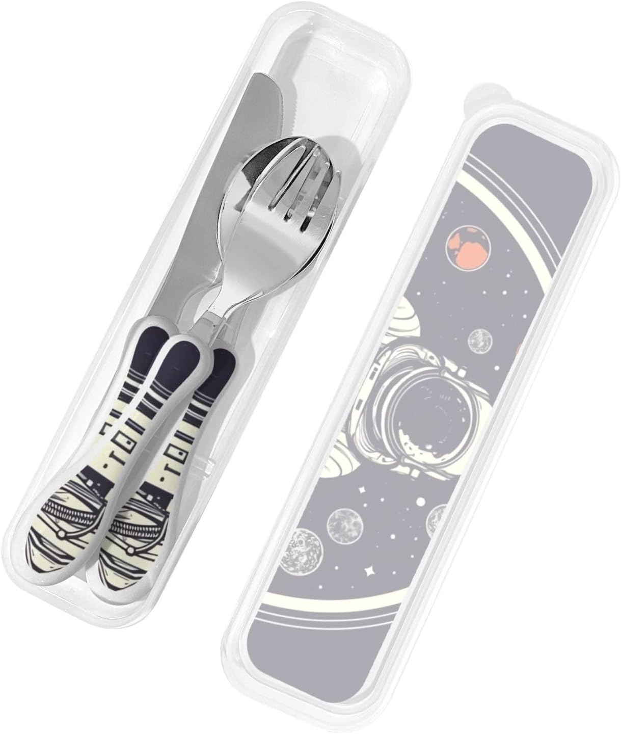 3-Piece Kids Silverware Set With Storage Case, Stainless Steel Reusable Children Safe Knife Spoon Fork Set Cartoon Cute Penguin Children Flatware Set For Kids Lunch Box