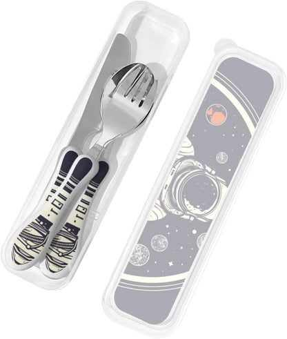 3-Piece Kids Silverware Set With Storage Case, Stainless Steel Reusable Children Safe Knife Spoon Fork Set Cartoon Cute Penguin Children Flatware Set For Kids Lunch Box