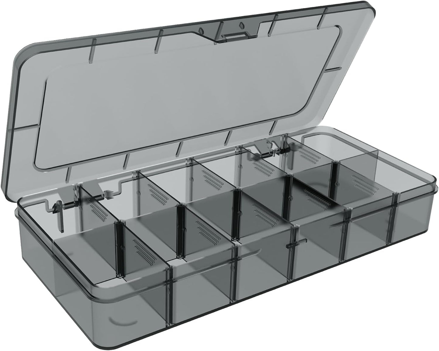Plastic Organizer Box,12 Grids Clear Bead Organizer Compartment Box with Removable Dividers for Parts,Bead Storage Earring Container Tool Hair Accessories,10.23L x 5.31W x 1.7H inch