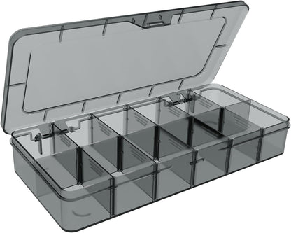 Plastic Organizer Box,12 Grids Clear Bead Organizer Compartment Box with Removable Dividers for Parts,Bead Storage Earring Container Tool Hair Accessories,10.23L x 5.31W x 1.7H inch