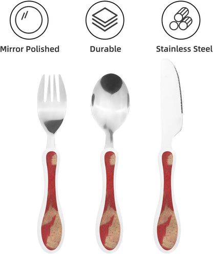 3-Piece Kids Silverware Set With Storage Case, Stainless Steel Reusable Children Safe Knife Spoon Fork Set Ballroom Dance Children Flatware Set For Kids Lunch Box
