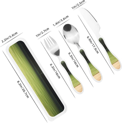 3-Piece Kids Silverware Set With Storage Case, Stainless Steel Reusable Children Safe Knife Spoon Fork Set Beach House Children Flatware Set For Kids Lunch Box