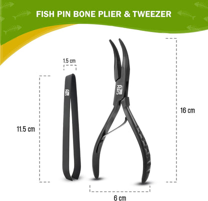 Fish Bone Tweezer Set,4.3" Stainless Steel 2 Piece, Flat and Slant tips Fish bone removal tool.