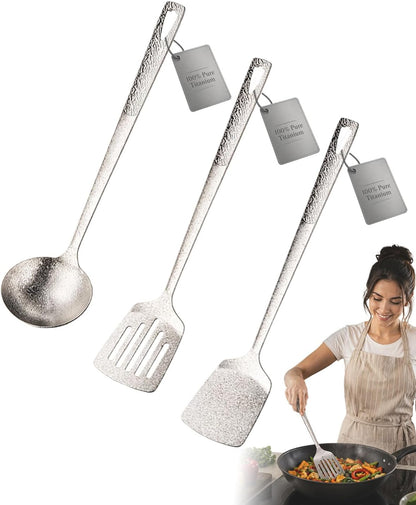 100% Pure Titanium Cooking Utensil & Spatula Set，3PCS