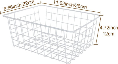 4Pack Freezer Storage Organizer, Deep Refrigerator Wire Household Bins with Built-in Handles, Stackable Freezer Wire Baskets for Chest and Upright Freezer, Cabinet, Pantry, Closet, Bedroom