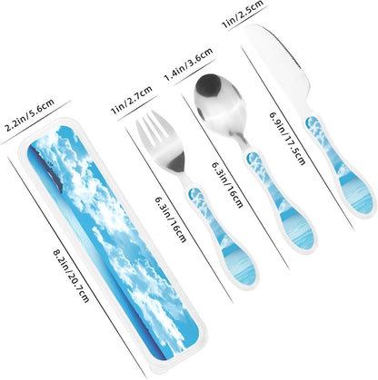 3-Piece Kids Silverware Set With Storage Case, Stainless Steel Reusable Children Safe Knife Spoon Fork Set Shih Tzu Dog Children Flatware Set For Kids Lunch Box