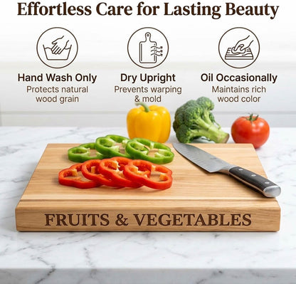 Large Wood Cutting Boards Set of 3 for Kitchen Meal Prep & Serving, Cutting Board That Looks like Books, Wooden Charcuterie Chopping Board with Holder Non Slip Decorative Kitchen Gift