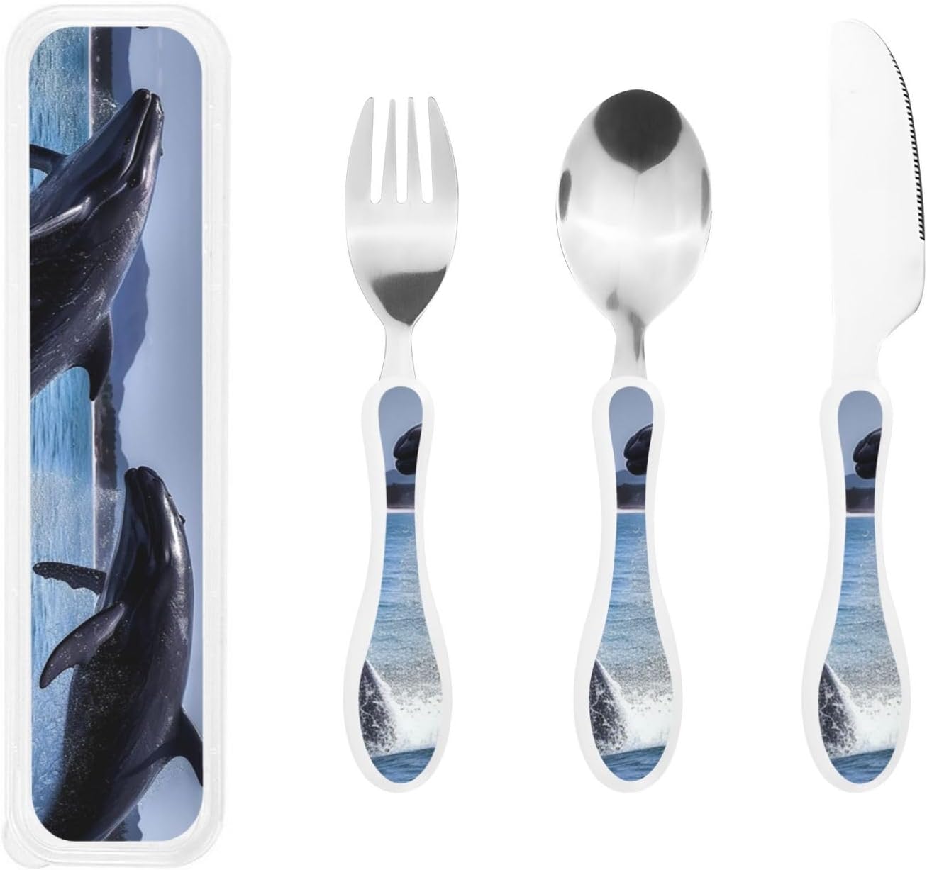 3-Piece Kids Silverware Set With Storage Case, Stainless Steel Reusable Children Safe Knife Spoon Fork Set Elephant Pattern Children Flatware Set For Kids Lunch Box