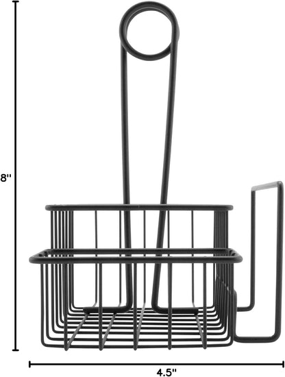 G.E.T. 4-31698 Black Metal Three Compartment Condiment Caddy with Menu Iron Powder Coated Table Caddies Collection