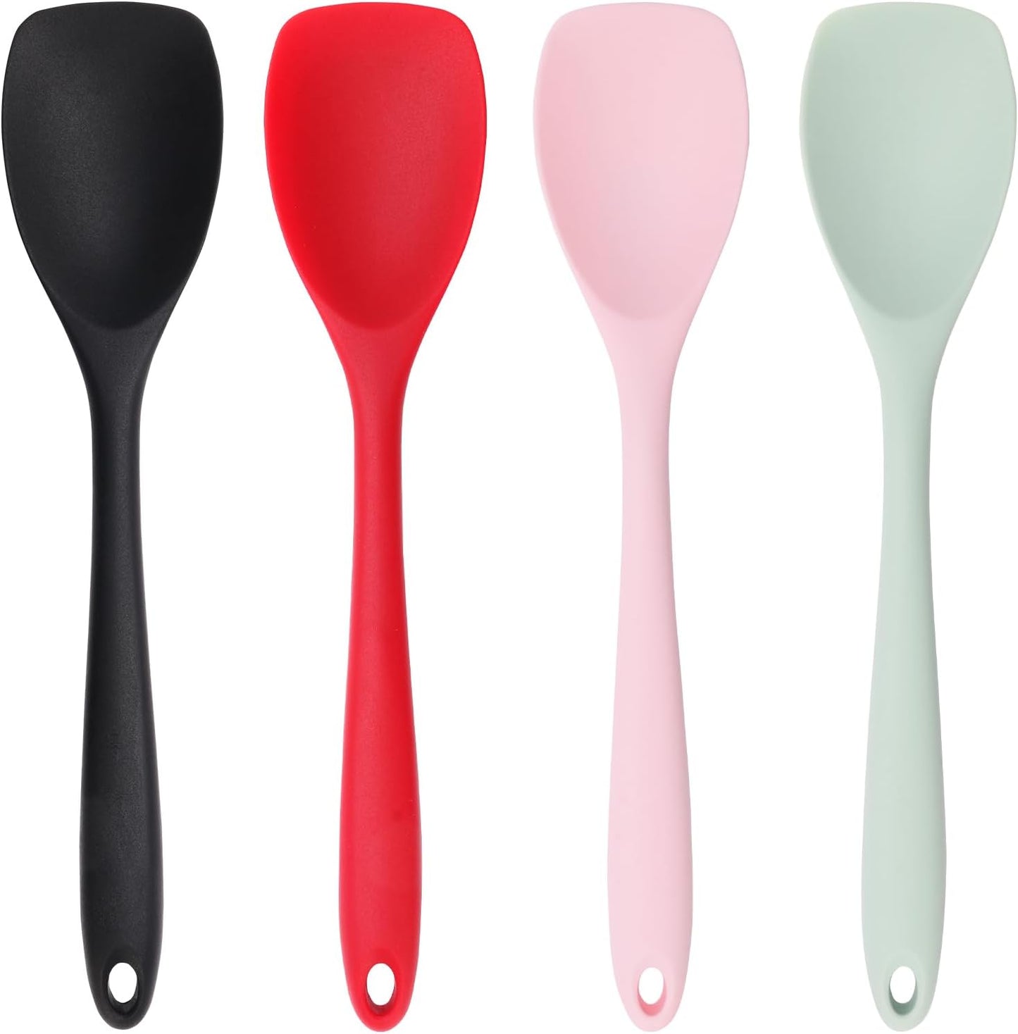Mini Silicone Spatula Spoon Set, 4-Piece Rubber Spoonula for Kitchen Utensils, Spatulas Silicone Heat Resistant, Non-Stick Flexible Scrapers & Spoons for Baking, Cooking, Mixing, Cake