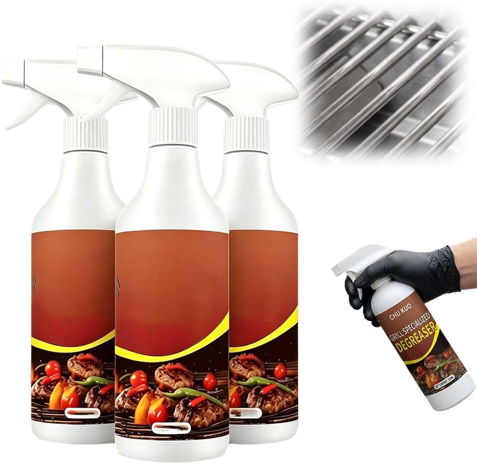 Powerful Grease Remover for Griddles, 2026 New Fast-Acting Heavy-Duty Grill Degreaser Spray,Heavy-Duty Grill Grate Degreaser Spray,Ideal for Cleaning Kitchen Grills and Ovens (White 2pcs)