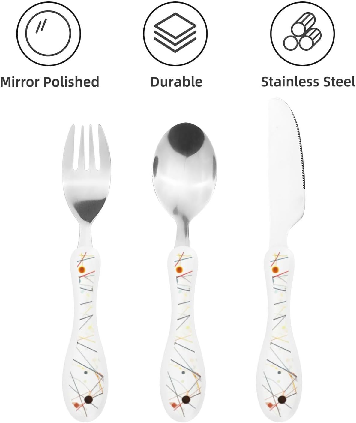 3-Piece Kids Silverware Set With Storage Case, Stainless Steel Reusable Children Safe Knife Spoon Fork Set Leaves Floral On Rustic Wood Children Flatware Set For Kids Lunch Box