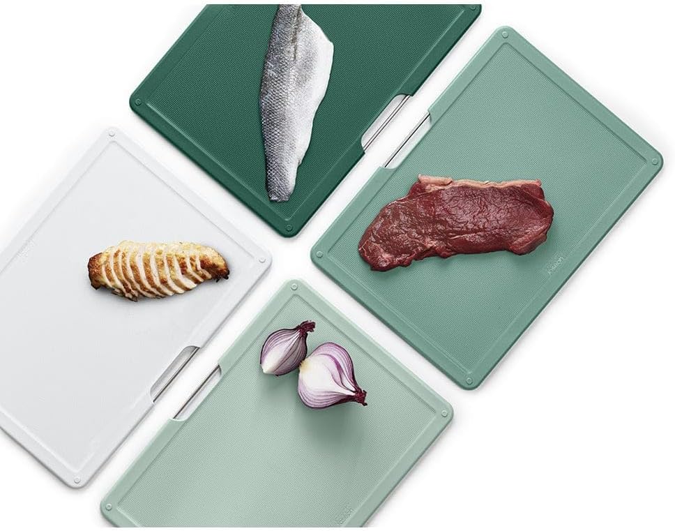 Joseph Joseph Folio 4-Piece Colour coded Cutting Board Set, Slimline case for organized Kitchen storage, Graphite