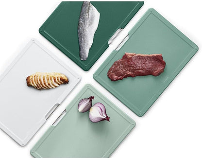 Joseph Joseph Folio 4-Piece Colour coded Cutting Board Set, Slimline case for organized Kitchen storage, Graphite