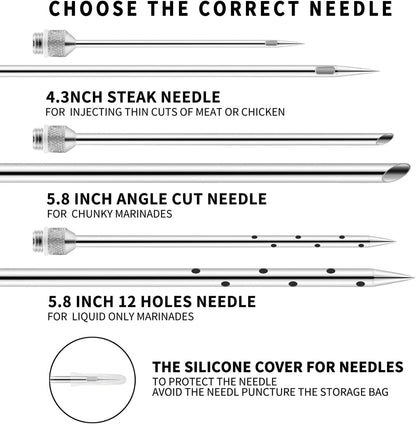 Meat Injector Syringe 2-oz Marinade Flavor Barrel 304 Stainless Steel