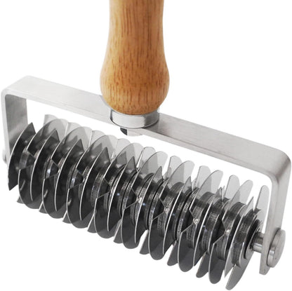 Stainless Steel Pastry Lattice Roller Cutter with Wood Handle