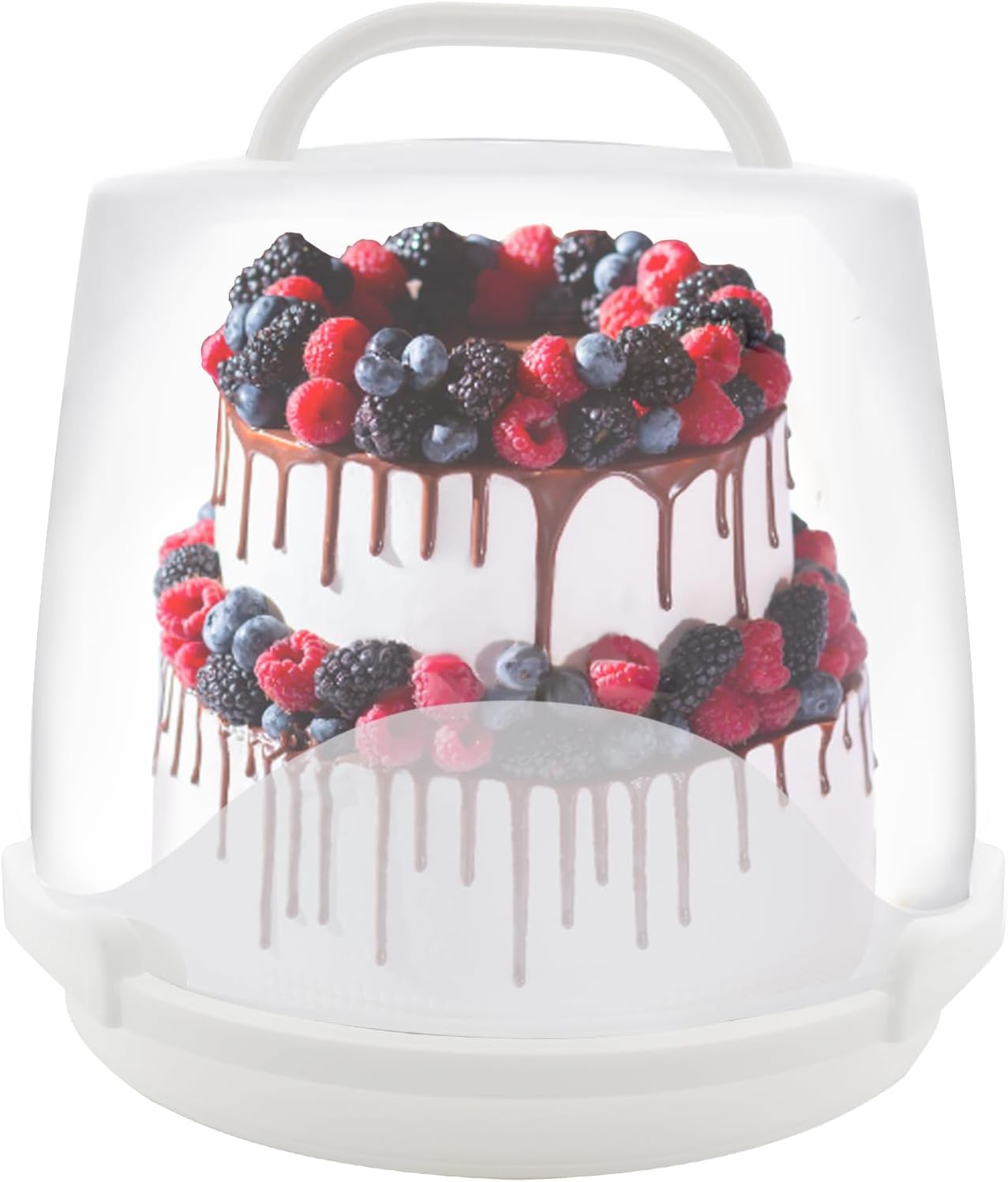 3-Tier Party Cupcake Carrier, Cupcake Holder with Lid and Handle for Transport Storage 24 Cupcakes (White)