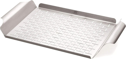 Weber Grill Pan – Durable Stainless Steel Pan for Small or Delicate Foods, 1/8" Slits for Drainage, Wide Carry Handles - Grill Accessory