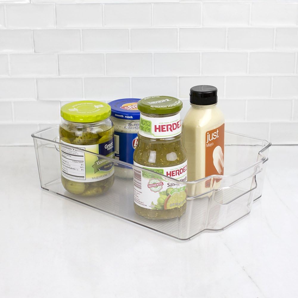 Home Basics Clear Plastic Storage Fridge Bin with Handles (Small)