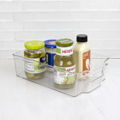 Home Basics Clear Plastic Storage Fridge Bin with Handles (Small)