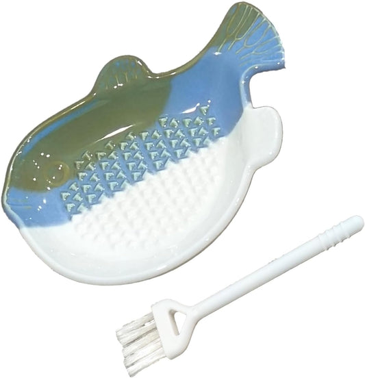 1PCS Ceramic Garlic Ginger Grater Plate with Brush 4.8 Inch