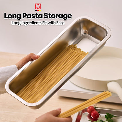Stainless Steel Prep & Storage Pan – Deep Kitchen Organizer Tray with Lid – SUS304 Food Pan for Meal Prep, Serving, Marinating, Freezing, Baking & Drawer Organization – Durable & Hygienic
