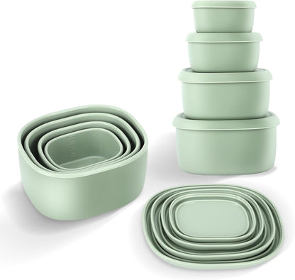 4 Pcs Silicone Food Storage Containers with Lids，BPA Free Reusable Silicone Storage Containers for Food Freezer Containers Freezer Dishwasher Safe (33.8oz, 20oz, 10oz, 6.7oz)