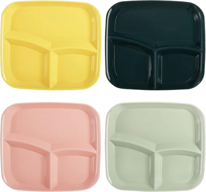 Nicunom 8 Pack Unbreakable Divided Plates, 10 Inch Portion Control Plates, Reusable 3-Compartment Dinner Plate For for Healthy Eating & Bariatric Diet, Microwave And Dishwasher Safe