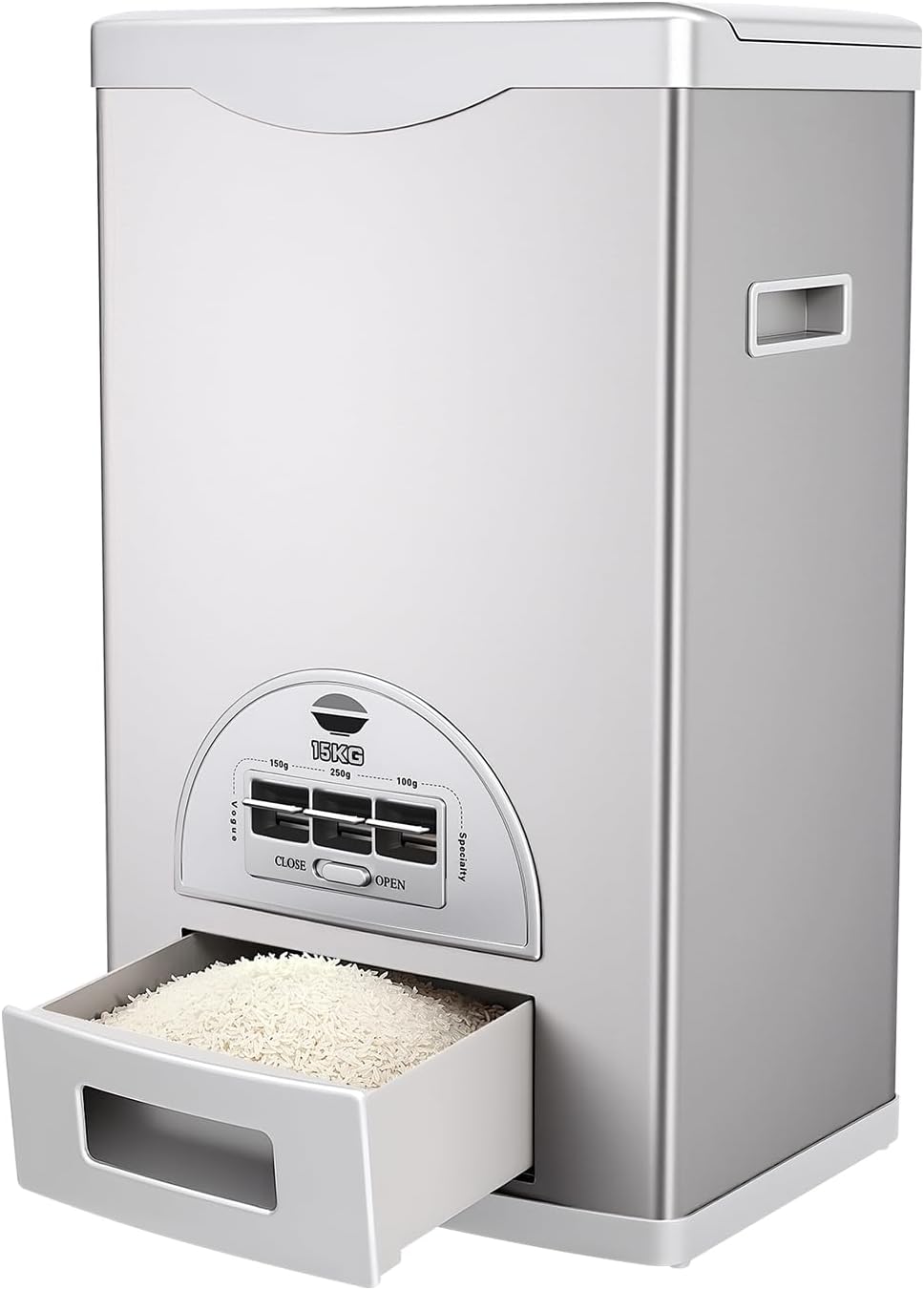 Gdrasuya10 22 Lbs Auto Rice Dispenser, Large Stainless Steel Rice Container with Scale Measuring for Home Kitchen Pantry Organization