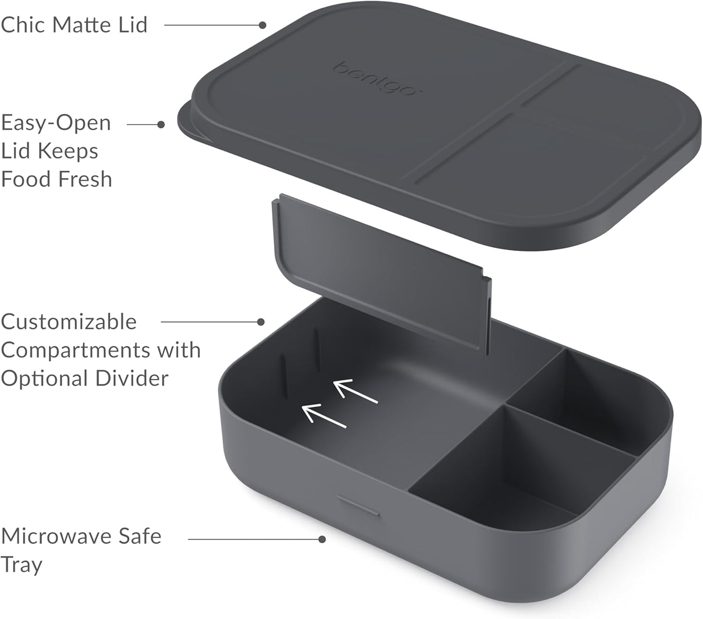 Bentgo® Modern Tray with Matte Lid - Reusable, BPA-Free, Meal Prep Containers for Adults with Removable Divider - 3 or 4 Compartments for Healthy Portioned Meals At Home & On the Go (Navy)