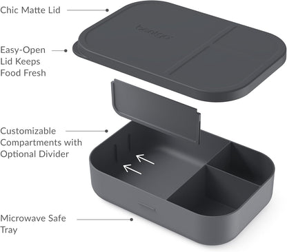 Bentgo® Modern Tray with Matte Lid - Reusable, BPA-Free, Meal Prep Containers for Adults with Removable Divider - 3 or 4 Compartments for Healthy Portioned Meals At Home & On the Go (Navy)
