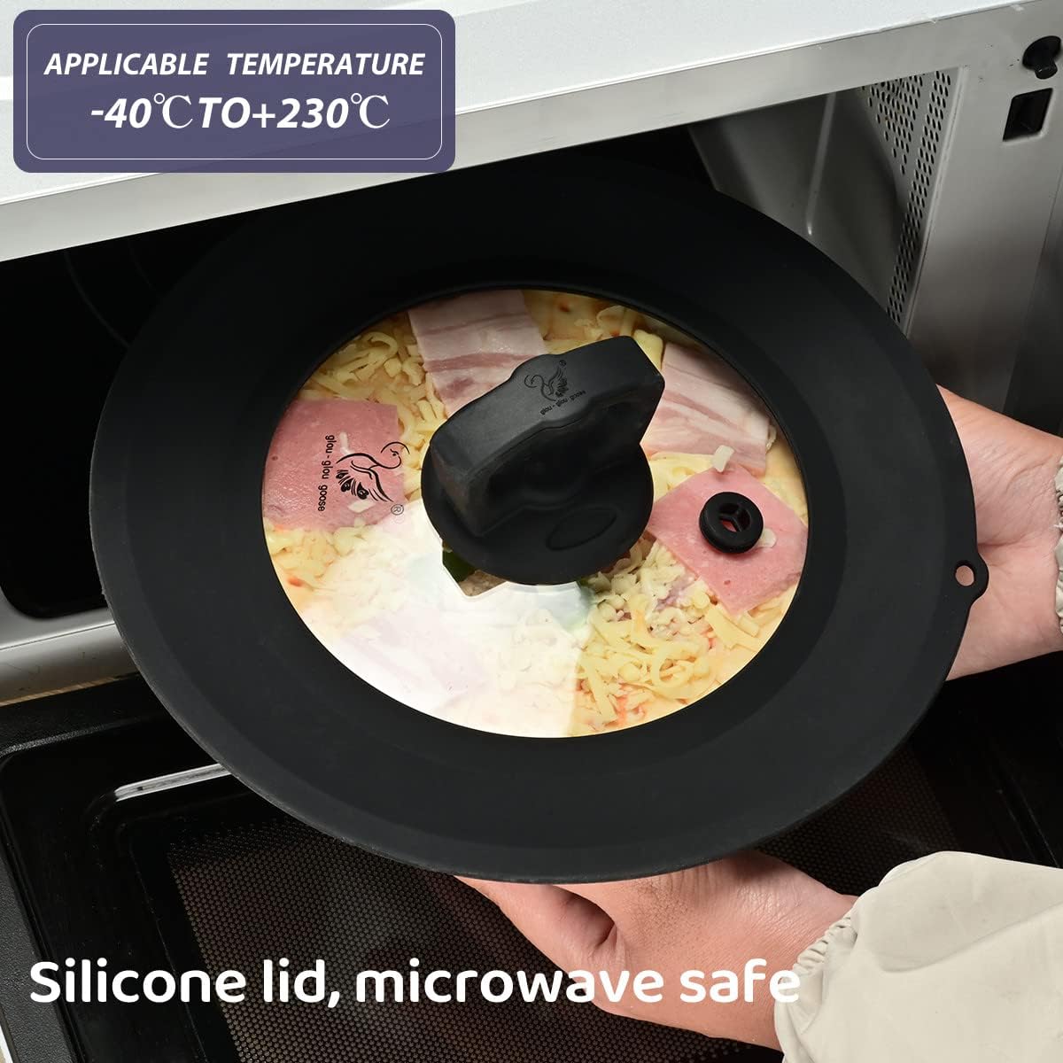 Vented Tempered Glass Universal Lid for Pot Pan Skillet with Heat Resistant Silicone Rim Microwave Splatter Lid Cover Microwave Safe Fit 11.5" 12" 12.5" Cookware, Dishwasher Safe Grey