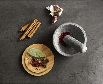 Joseph Joseph Dash™ Pestle & Mortar Granite Set with Bamboo Lid, Heavy Duty - Grey