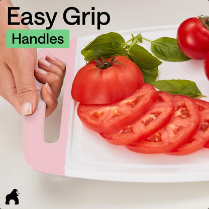 GORILLA GRIP BPA-Free Reversible Kitchen Cutting Board Set of 3, US Designed, Nonporous, Juice Grooves Catch Liquid, Slip Resistant Border, Dishwasher Safe, Durable Large Food Chopping Boards, Black