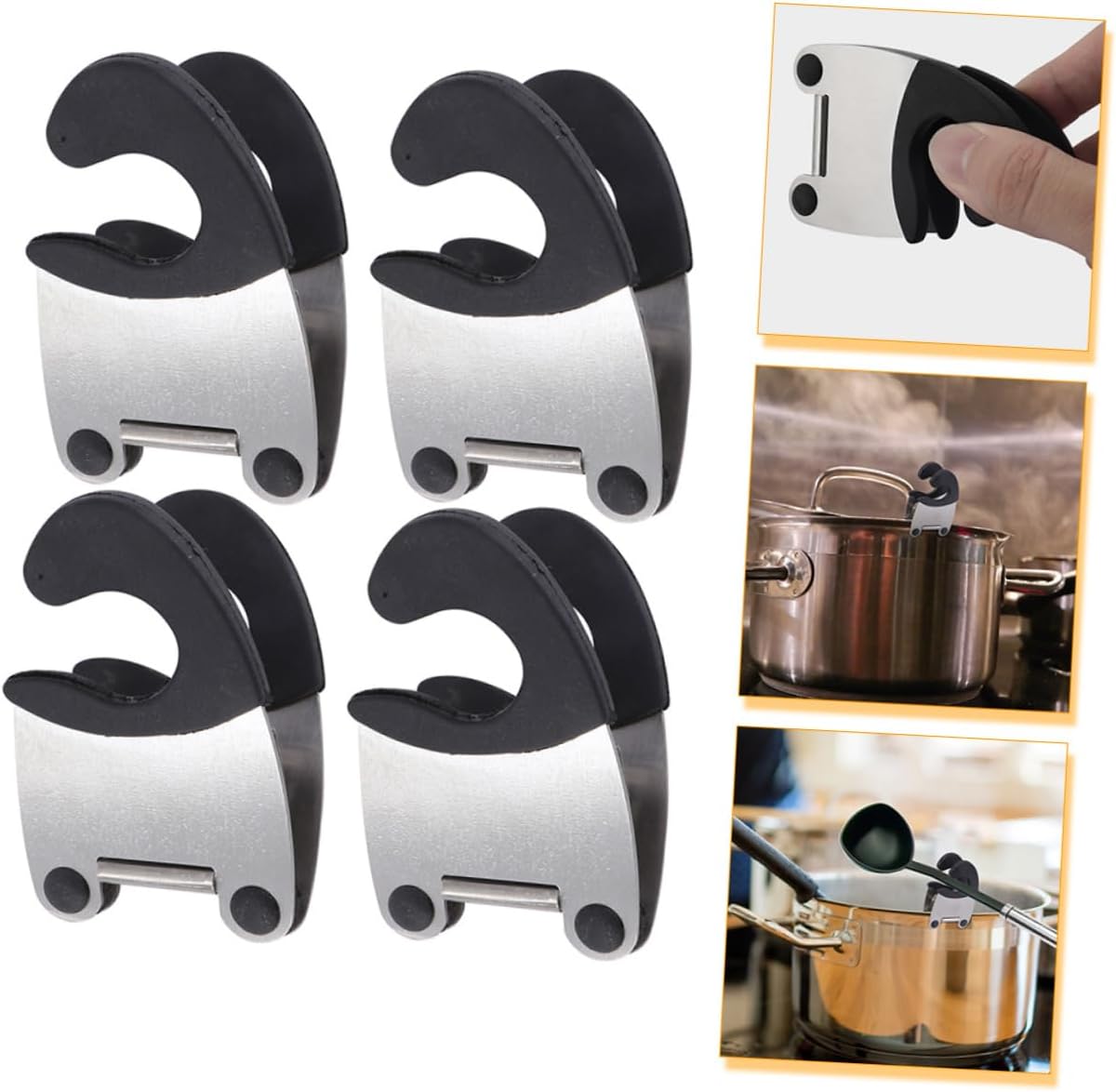 4pcs Stainless Steel Pot Spoon Holder Clip, Kitchen Tool