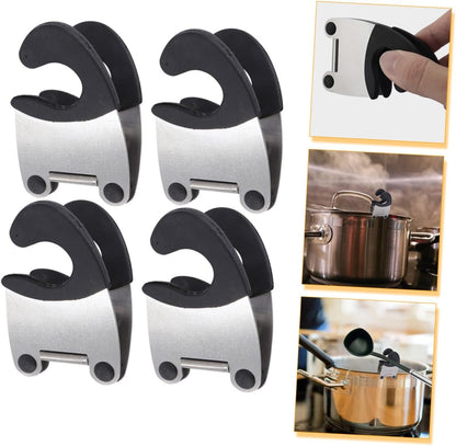 4pcs Stainless Steel Pot Spoon Holder Clip, Kitchen Tool