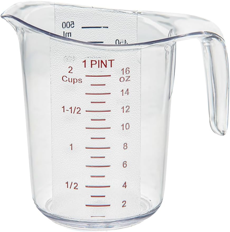 Restaurantware Clear Plastic Pt (Cups) Measuring Cup, 5.3 x 3.8 x 5 In
