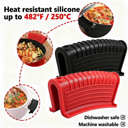 3 Pack Silicone Cast Iron Skillet Handle Cover - Heat Resistant Pot Handle Sleeve Grip for Frying Pans, Griddles, Dutch Ovens & Baking Sheets (Red)