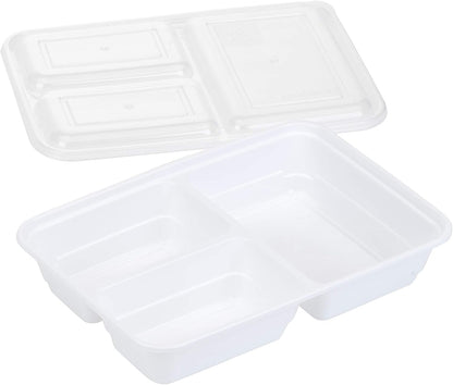 GoodCook Food Storage Containers for Meal Prep Rectangle Three Compartments & Made without BPA, 20-Piece, White