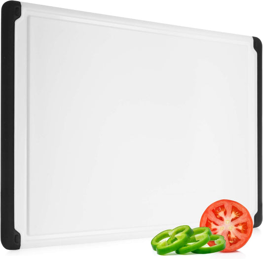 Plastic Cutting Board for Kitchen - Extra Large Cutting Board 18 Inch Reversible Chopping Board, Juice Groove, Non Slip Feet, Dishwasher Safe, BPA Free Large Cutting Board for Meat Vegetables Fruit
