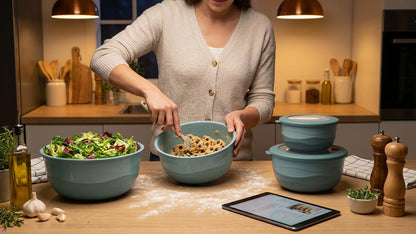 Pera Mixing Bowls with Lids, 8-Piece Airtight Leak-Proof Nesting BPA-Free Bowl Set for Kitchen & Food Storage, Large 4200ml Capacity, Microwave & Dishwasher Safe