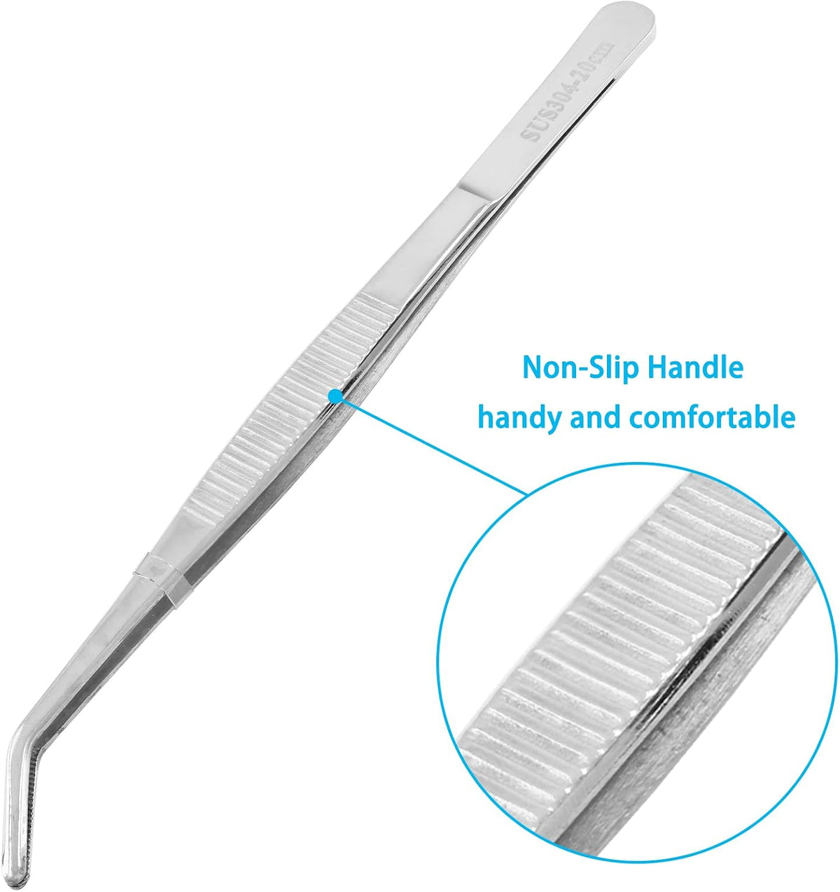 Bonsicoky 3Pcs Stainless Steel Tweezer Set (8" 10" 12") | Long Tweezers, Precision Serrated Straight Tips, Non-slip, For Cooking, Repairing, Medical, Garden