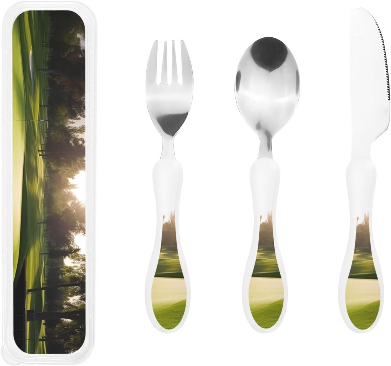 3-Piece Kids Silverware Set With Storage Case, Stainless Steel Reusable Children Safe Knife Spoon Fork Set Shih Tzu Dog Children Flatware Set For Kids Lunch Box