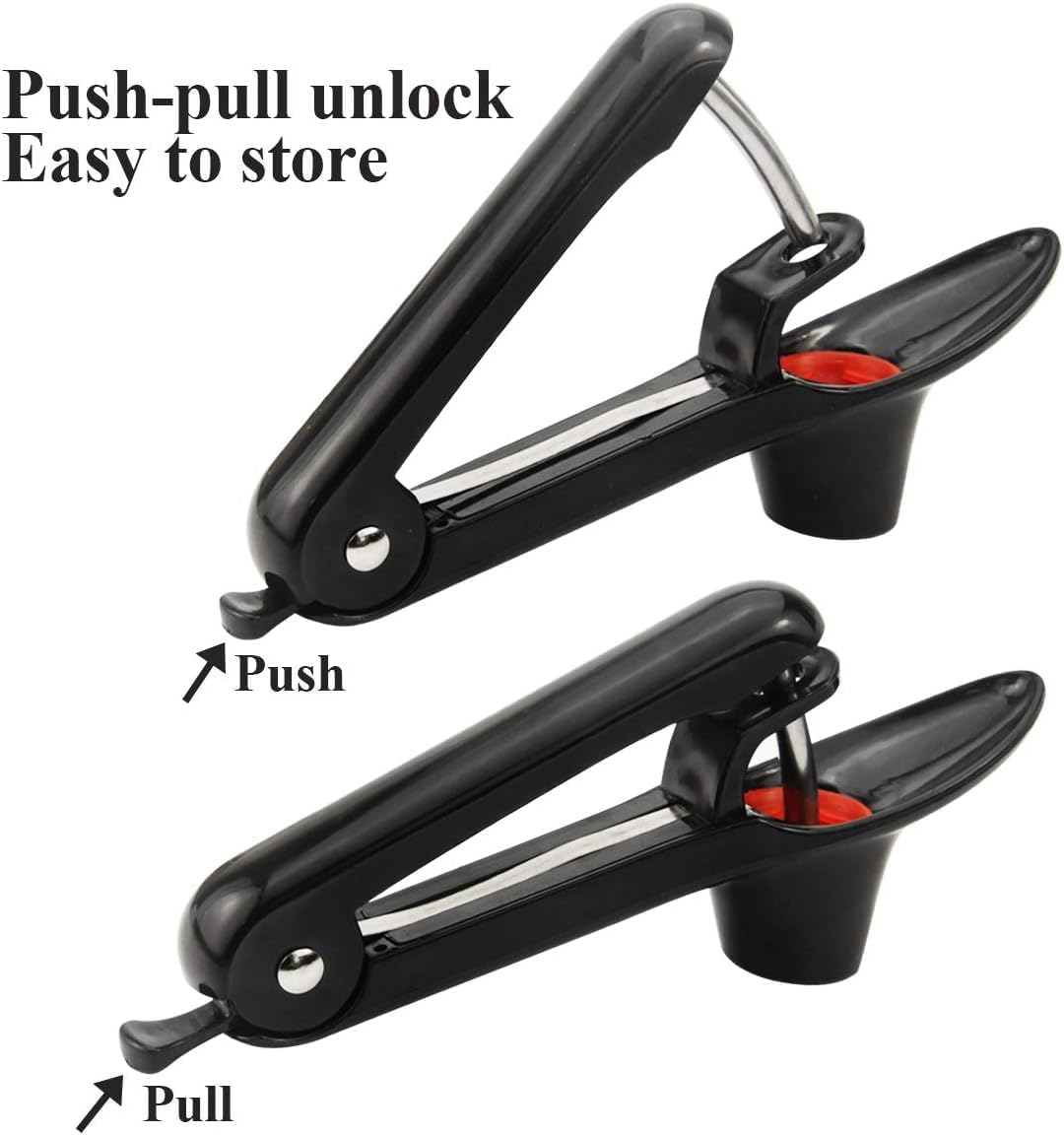 2PCS Cherry Pitter - VCISPOK Stainless Steel Cherries Corer Pitter Tool with Hand-held Push Design, Save Time & Space for MMake Delicious Cherries Dishes and Cocktail Cherries (2PCS Black)
